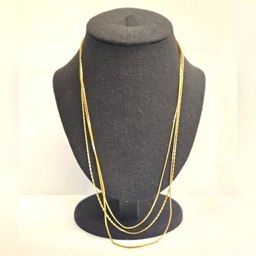 Vintage Goldtone Triple Strand Chain Necklace